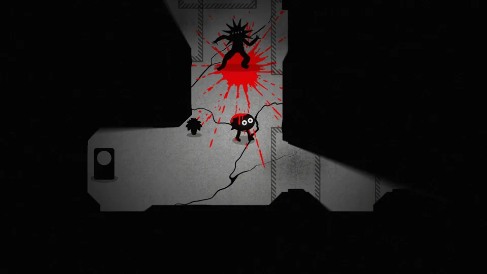 Screenshot 5: a monster attacks, leaving red splatter