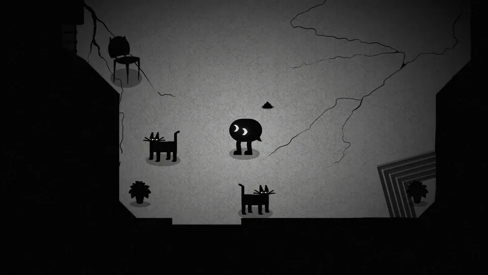 Screenshot 7: the player in a room with two black cats