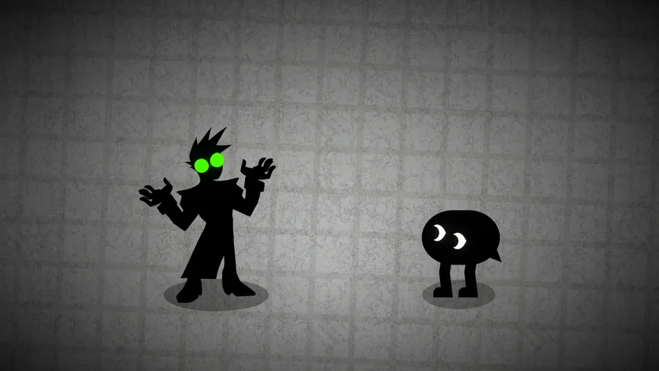 Screenshot 8: a green-eyed scientist confronts the player